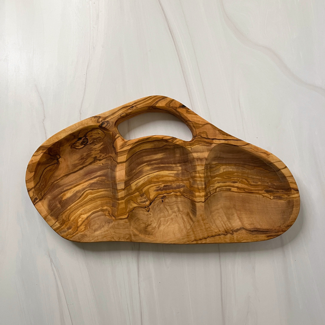Olive Wood Appetizer Tray: 12"-14"