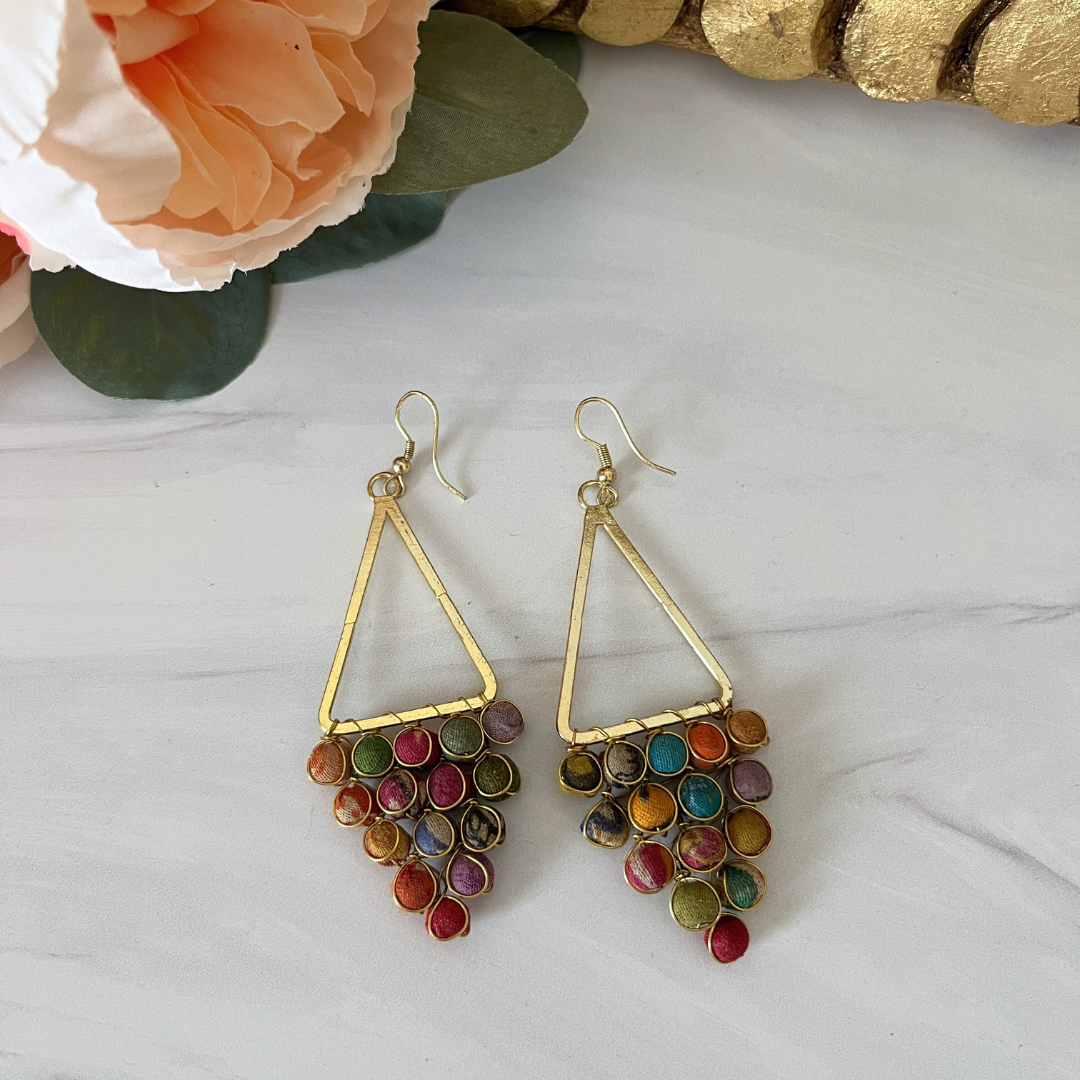 Kantha Reflective Chandeliers earrings