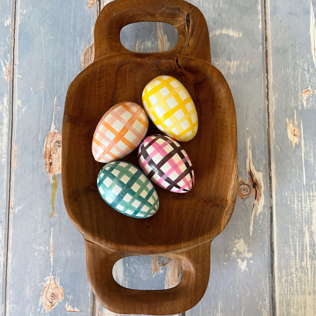 Gingham Kashmiri Easter Eggs - Set of 4