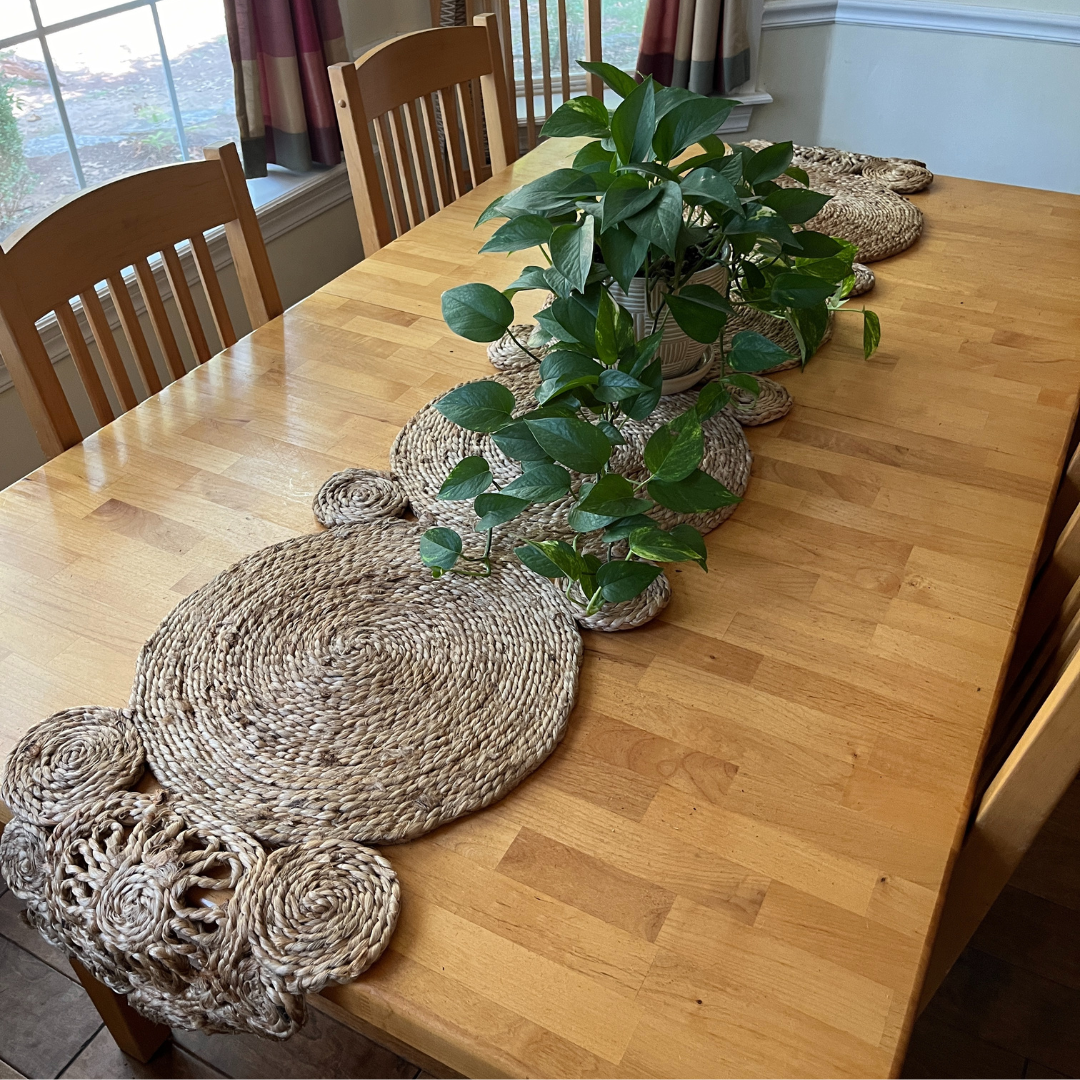 Connected Jute Circles Table Runner