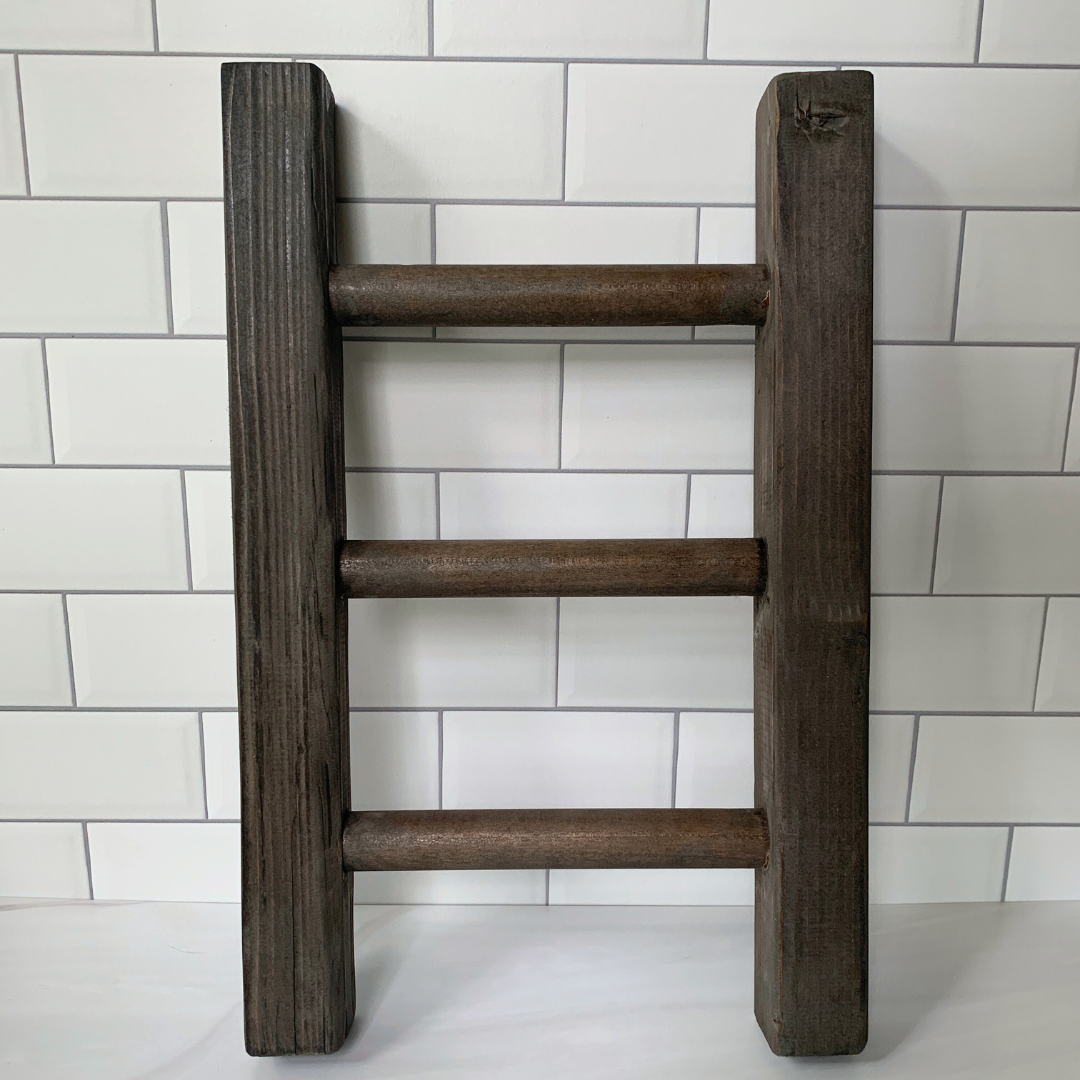 Mini Countertop Reclaimed Wood Ladder - Jacobean color