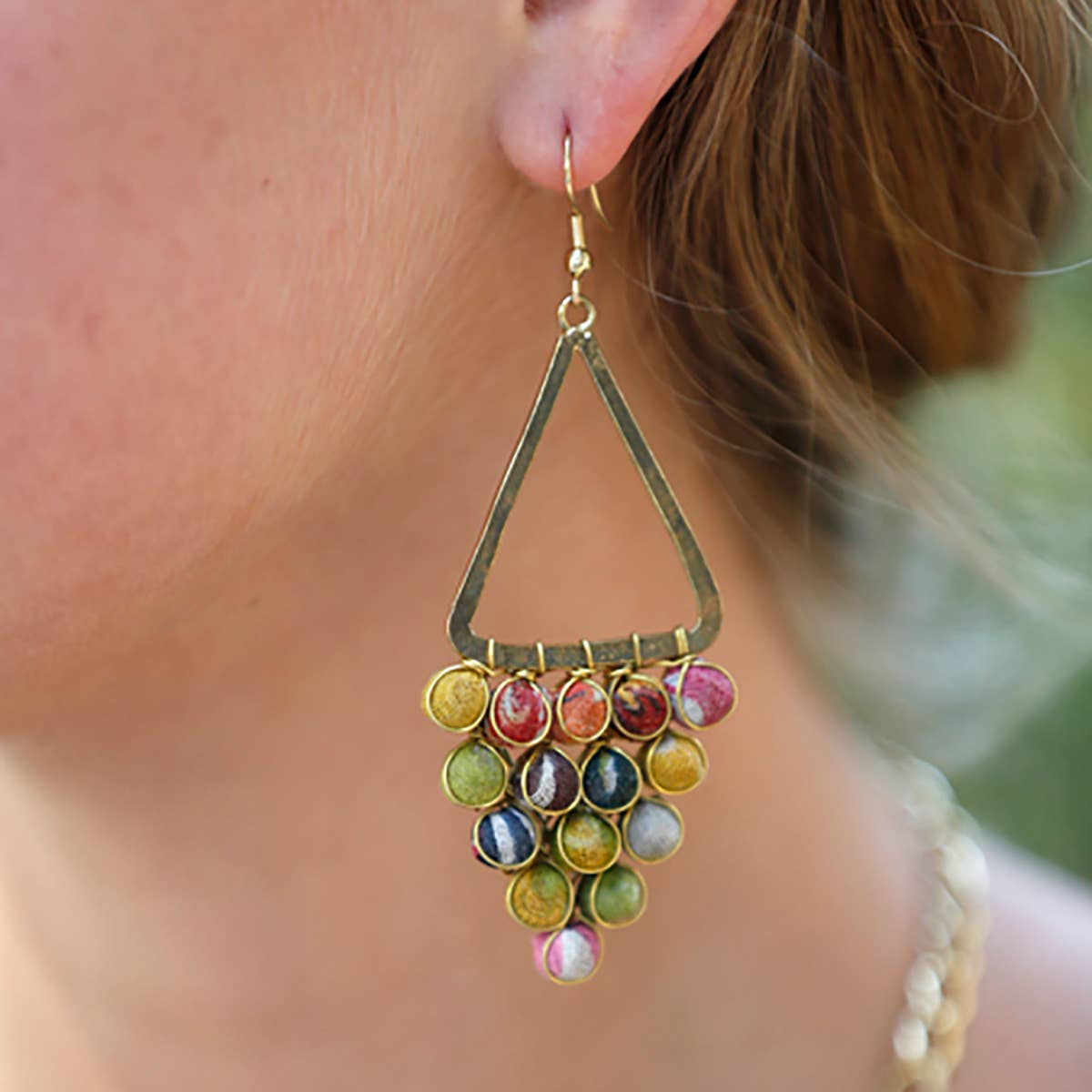 Kantha Reflective Chandeliers earrings