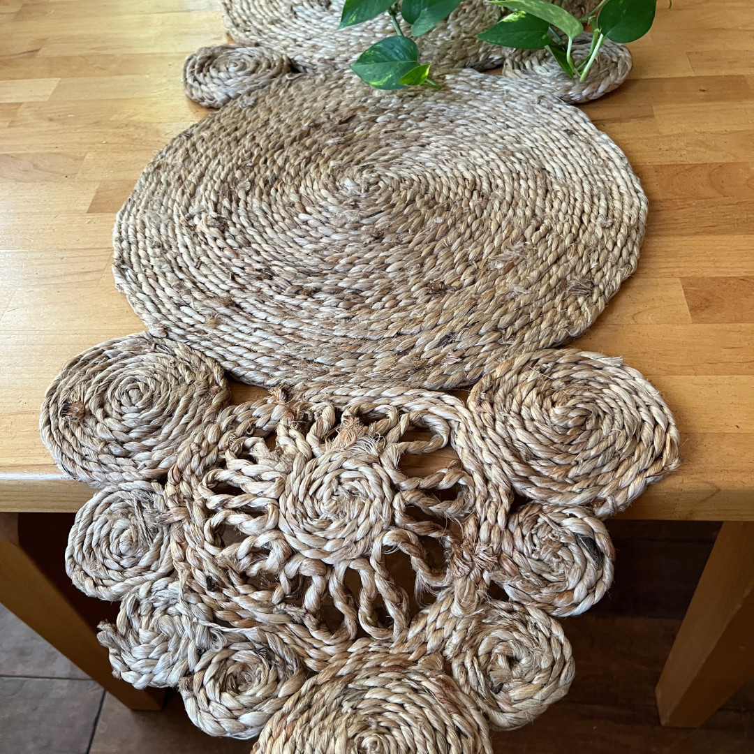 Connected Jute Circles Table Runner