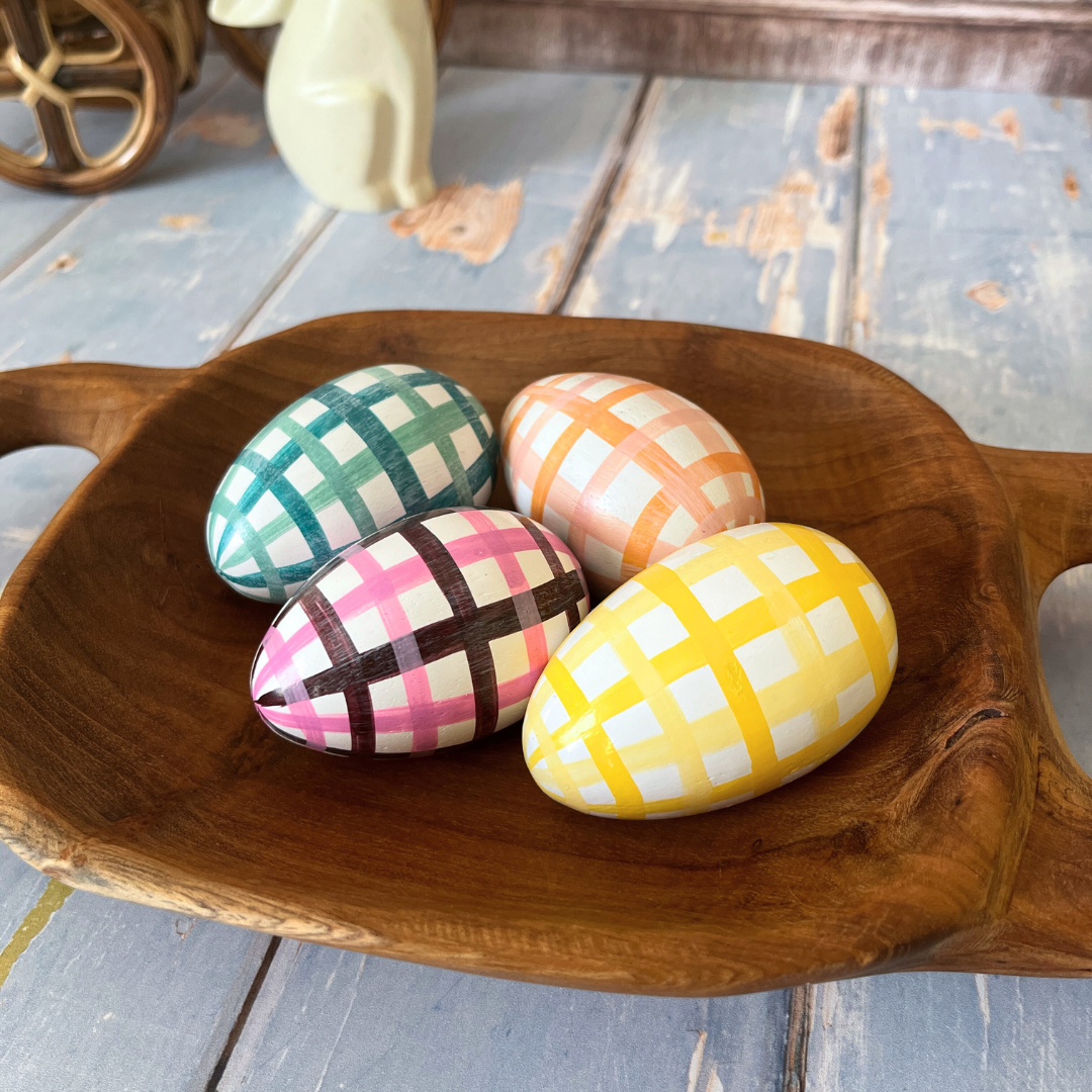 Gingham Kashmiri Easter Eggs - Set of 4