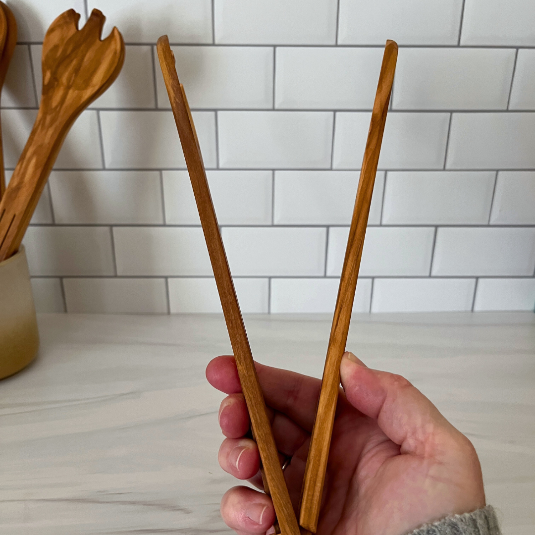 Olive Wood Flip Tongs