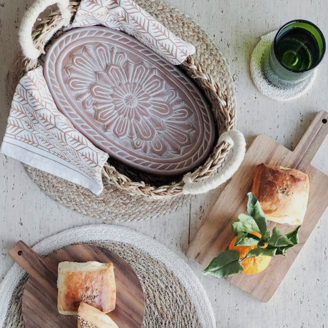 Handmade Bread Warmer & Wicker Basket - Lovebirds Oval Serving Accessories  by undefined