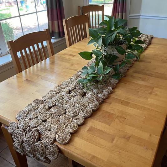 Woven Circles Jute Table Runner