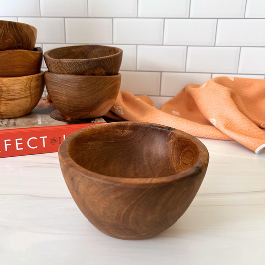 Live Edge Salvaged Teak Hand Carved Snack Bowl