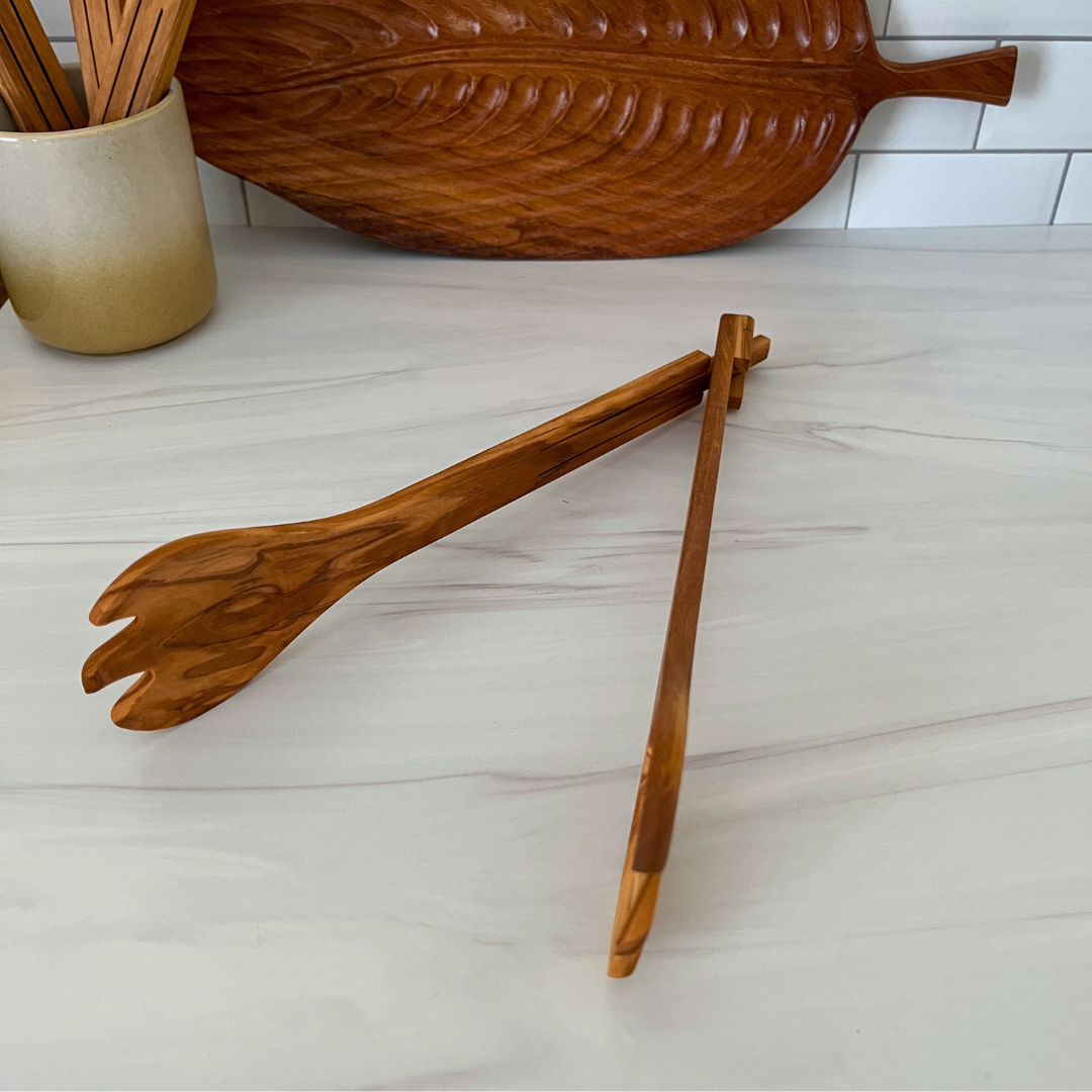 Olive Wood Flip Tongs