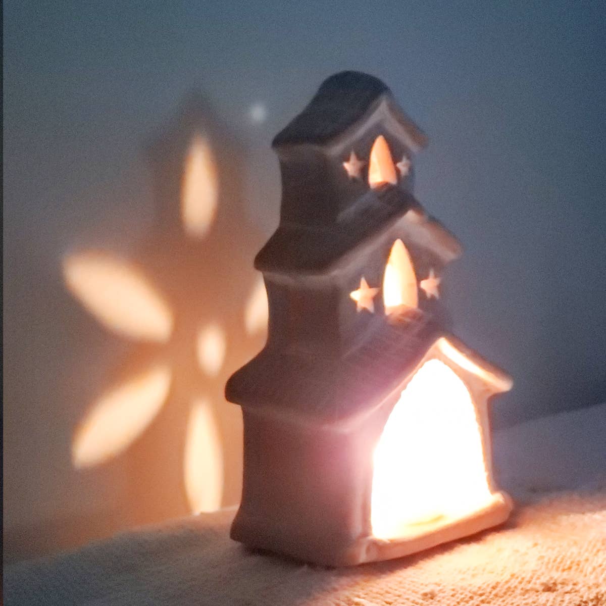 Handmade Terracotta Tea Light Candle Holder - House