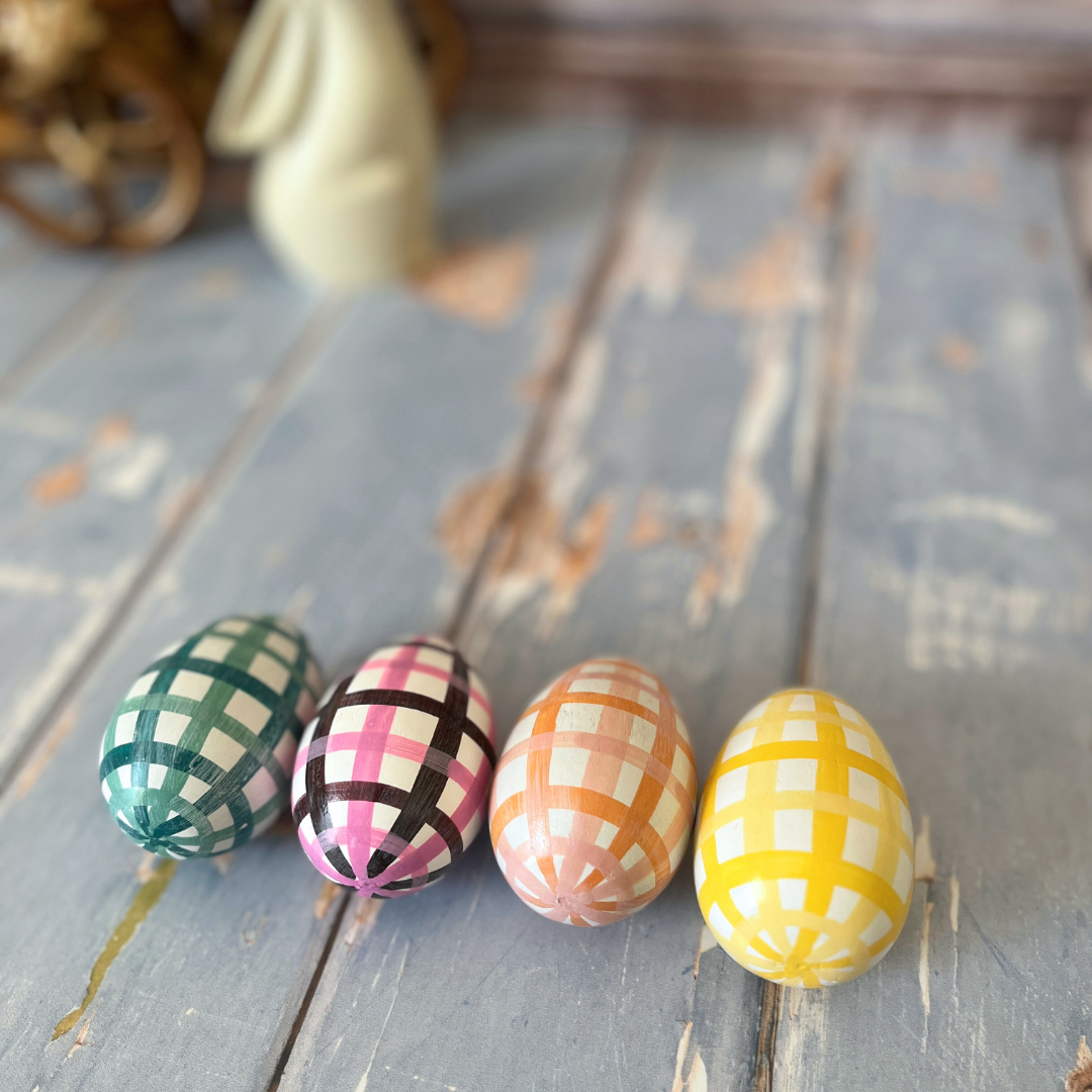 Gingham Kashmiri Easter Eggs - Set of 4