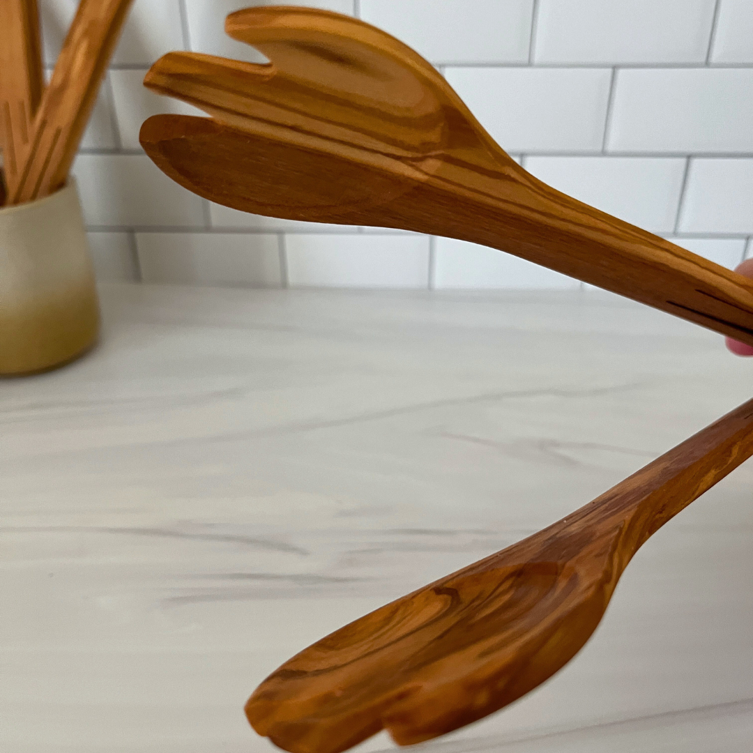 Olive Wood Flip Tongs