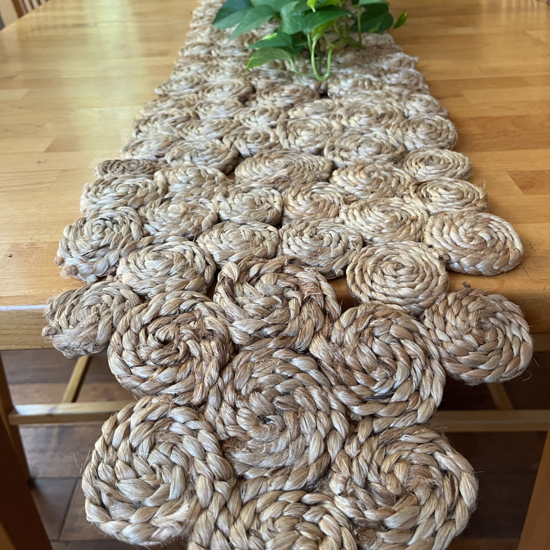 Woven Circles Jute Table Runner