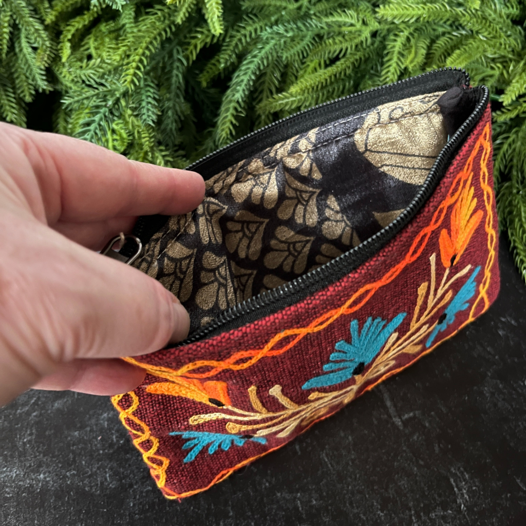 Embroidered Zippered Accessory Pouch (3 options)