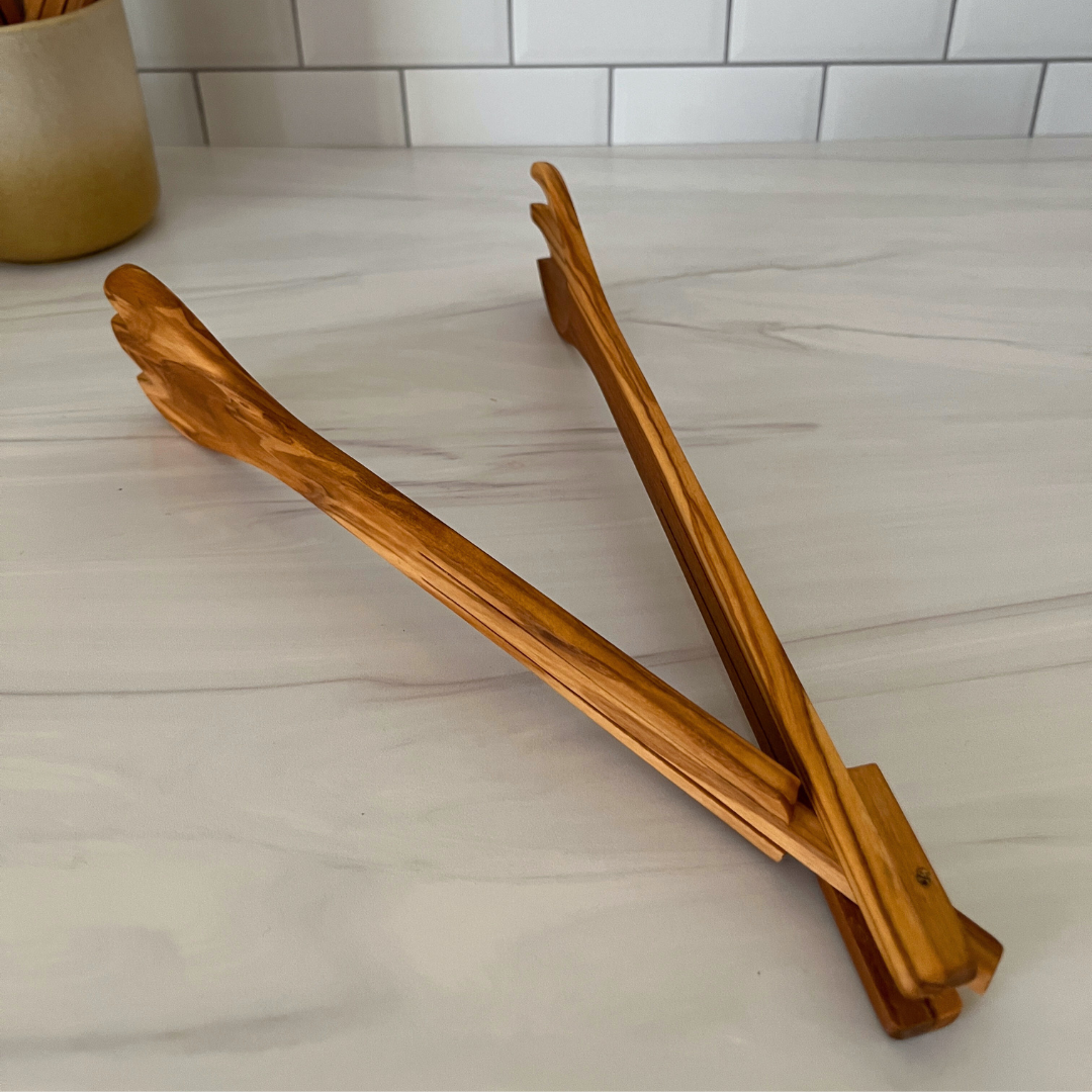 Olive Wood Flip Tongs