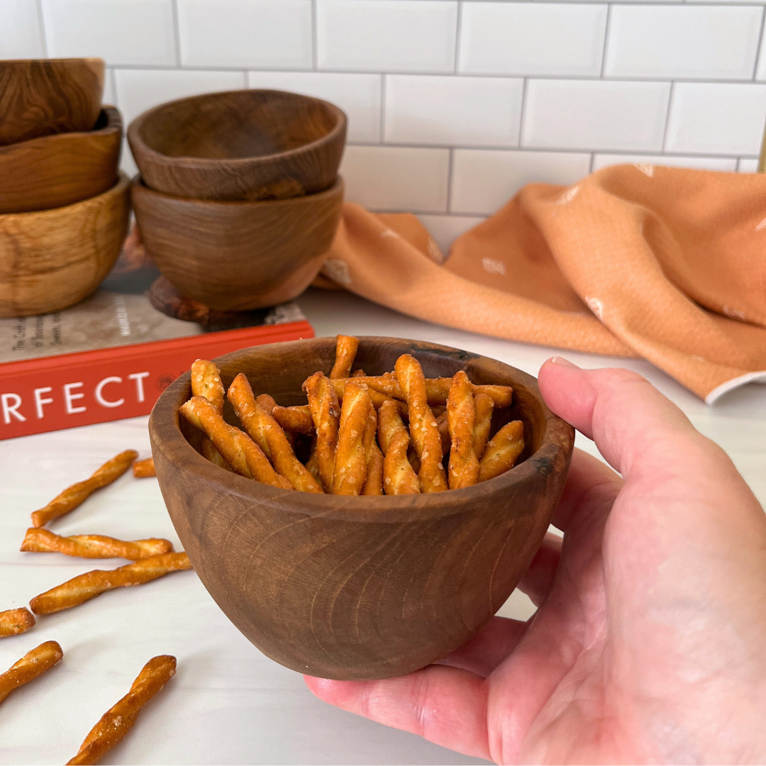 Live Edge Salvaged Teak Hand Carved Snack Bowl