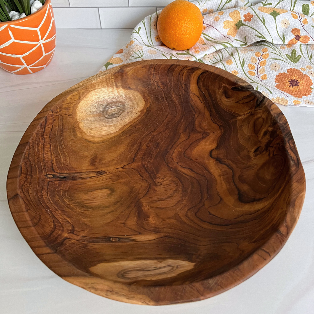 Medium Live Edge Salvaged Teak Bowl