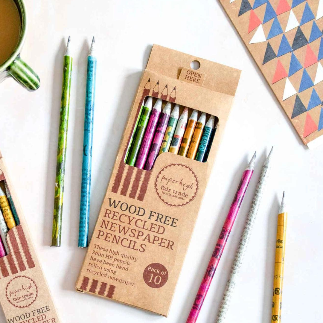 Recycled Newspaper Pencil Set