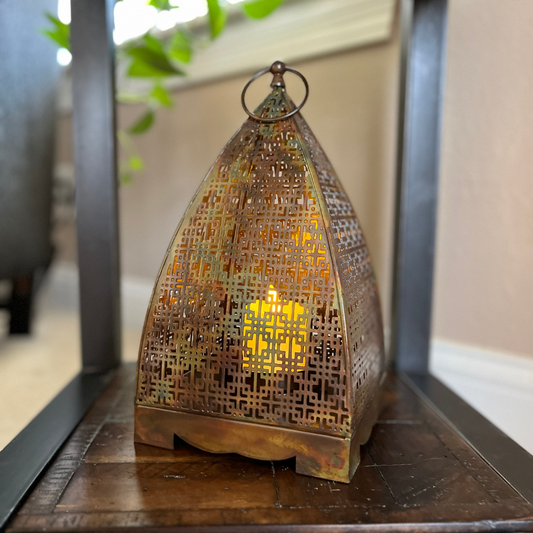 Chatushkosh Antiqued Copper Lantern - 11"