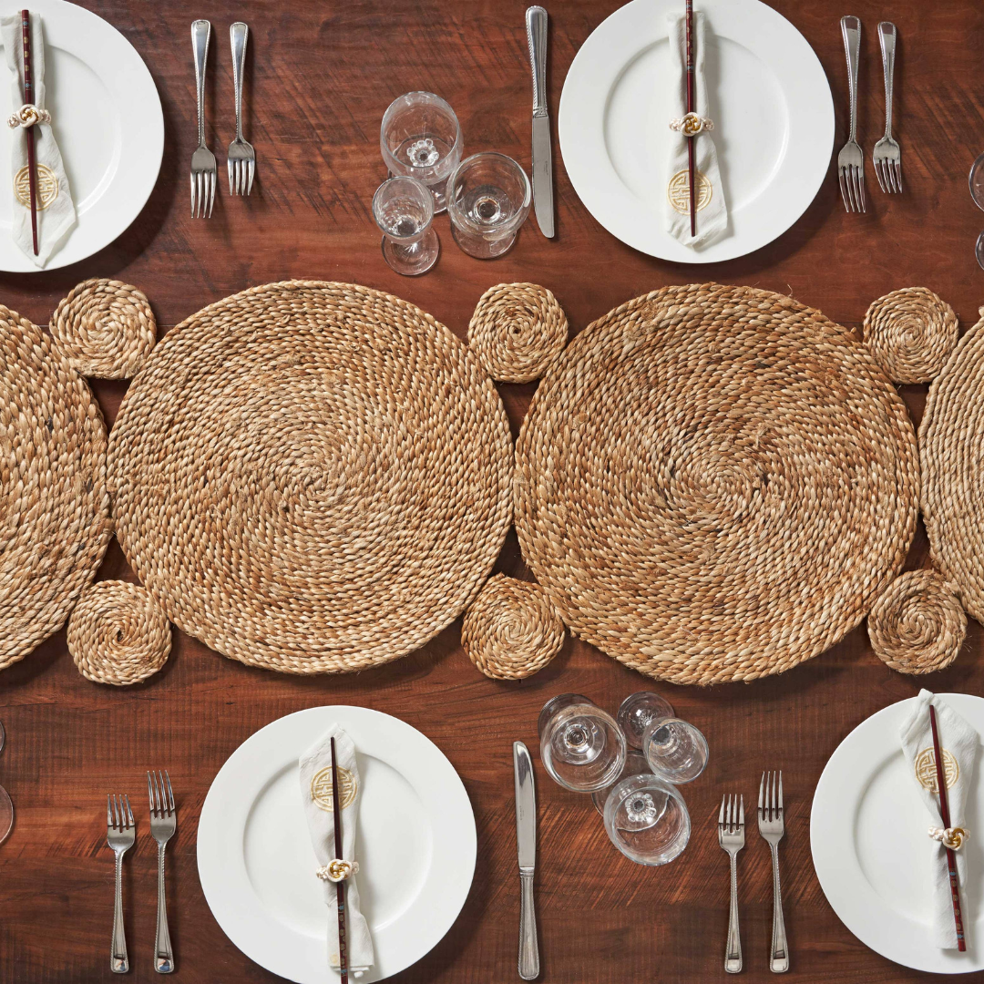 Connected Jute Circles Table Runner