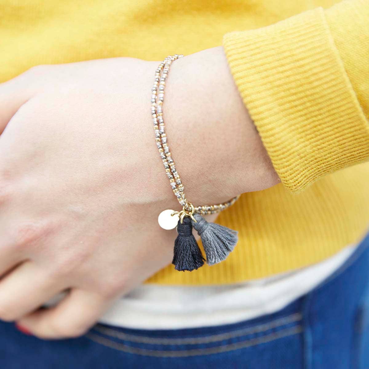 Gold Coast Tassel Bracelet (Black)