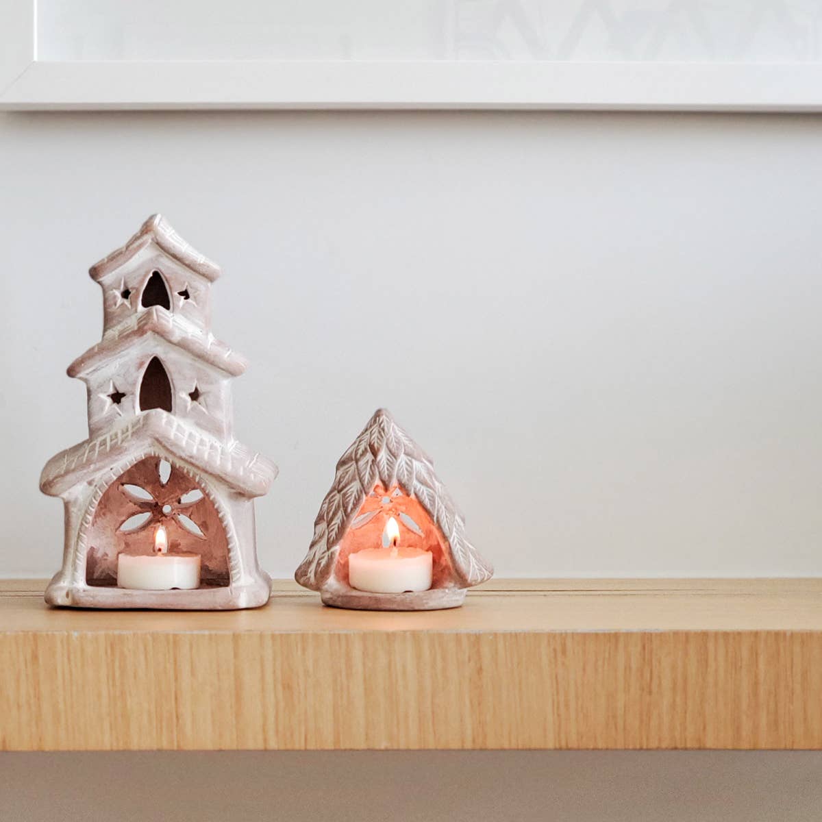 Handmade Terracotta Tea Light Candle Holder - Tree