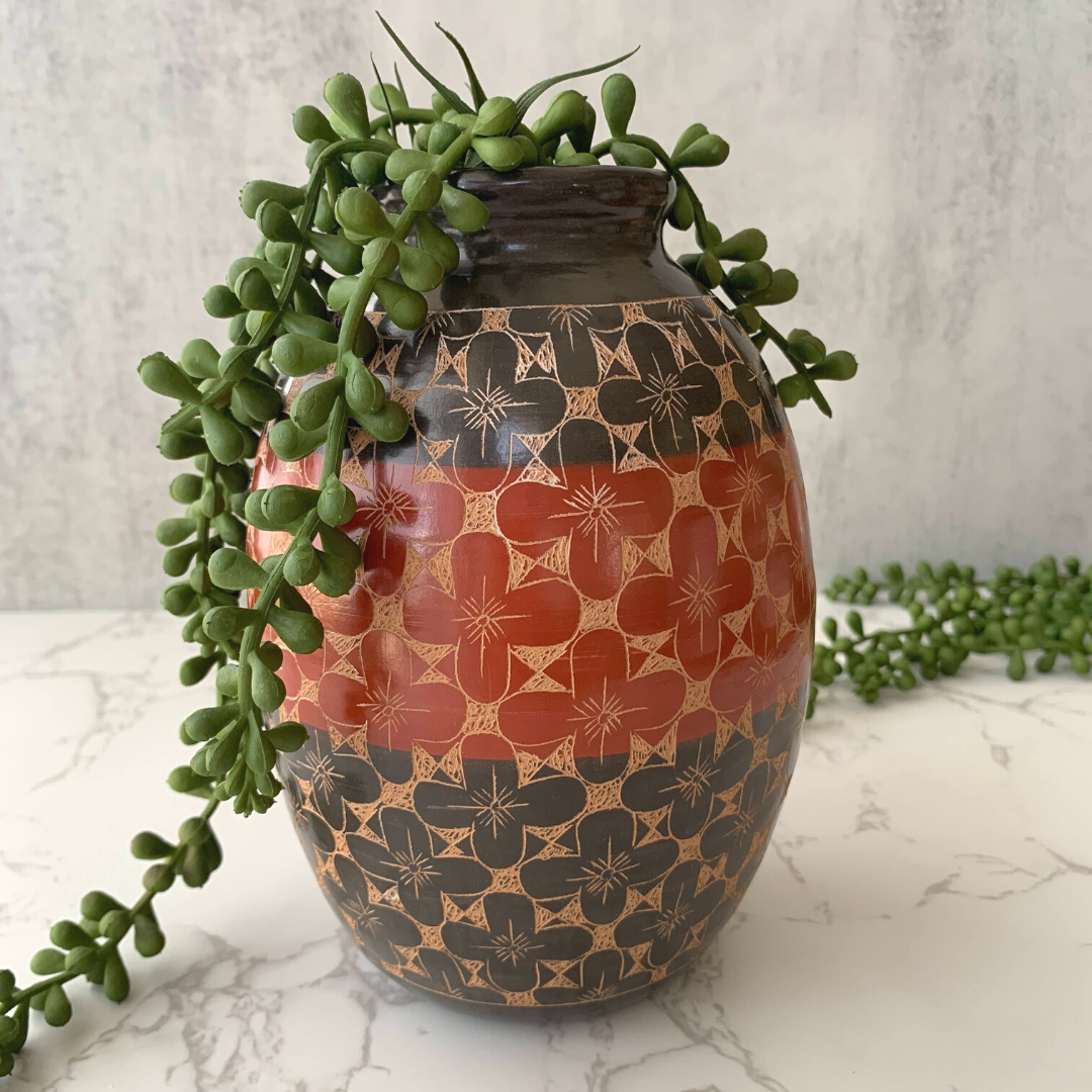 Rust Flower Ceramic Vase