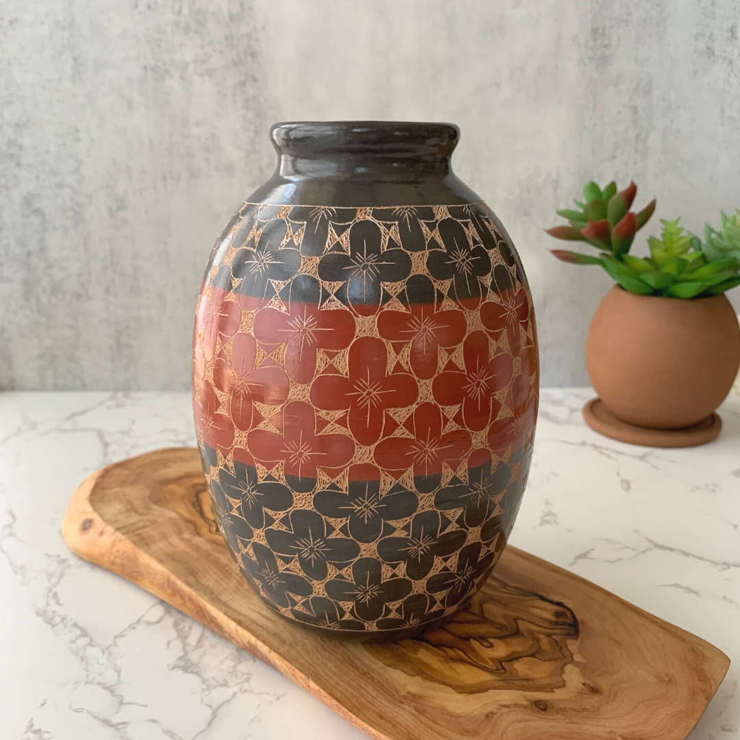 Rust Flower Ceramic Vase