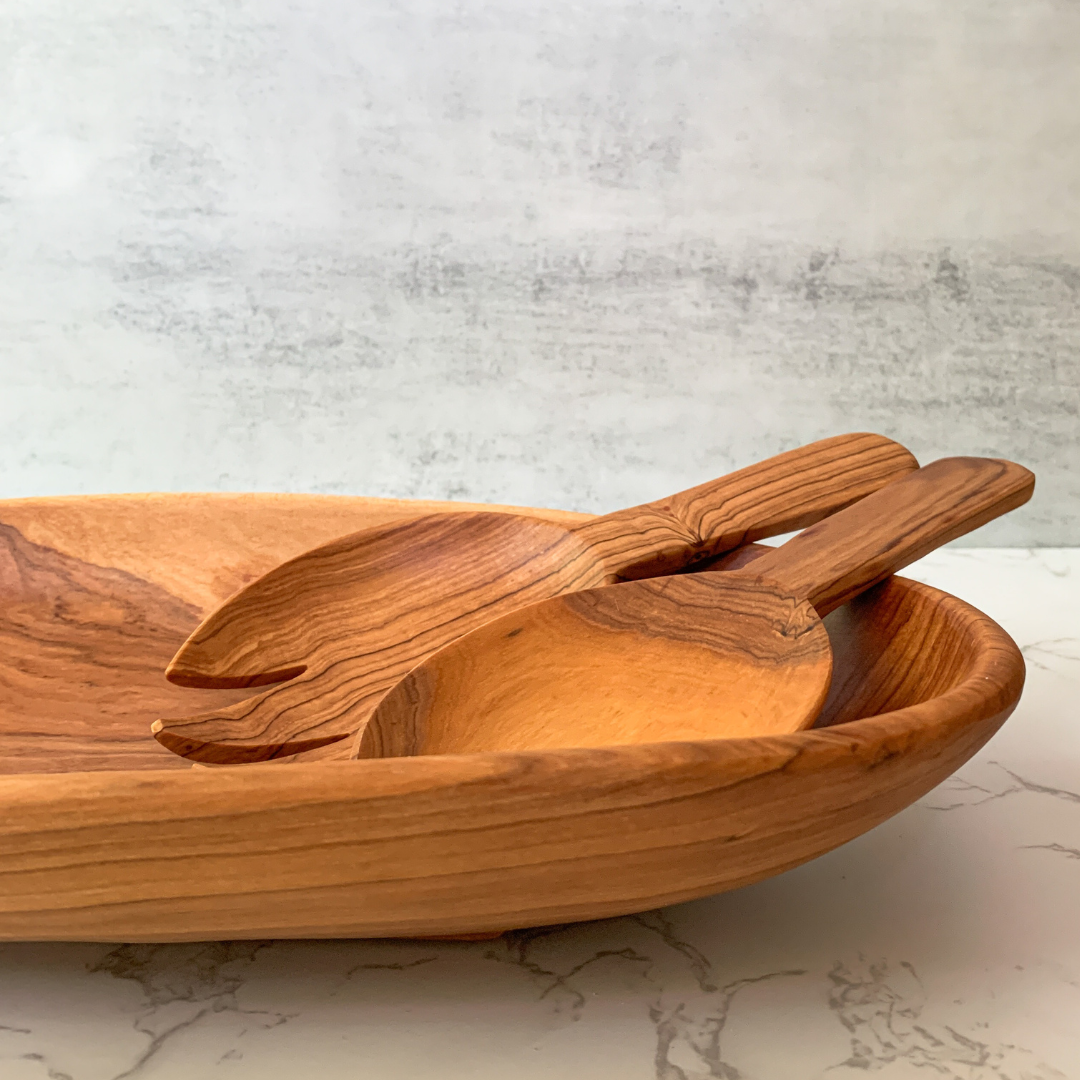 Olive Wood Salad Servers