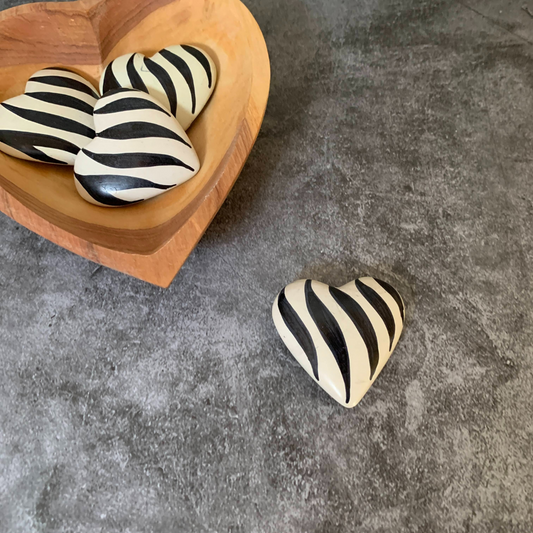 Zebra Print Soapstone Hearts Keepsake