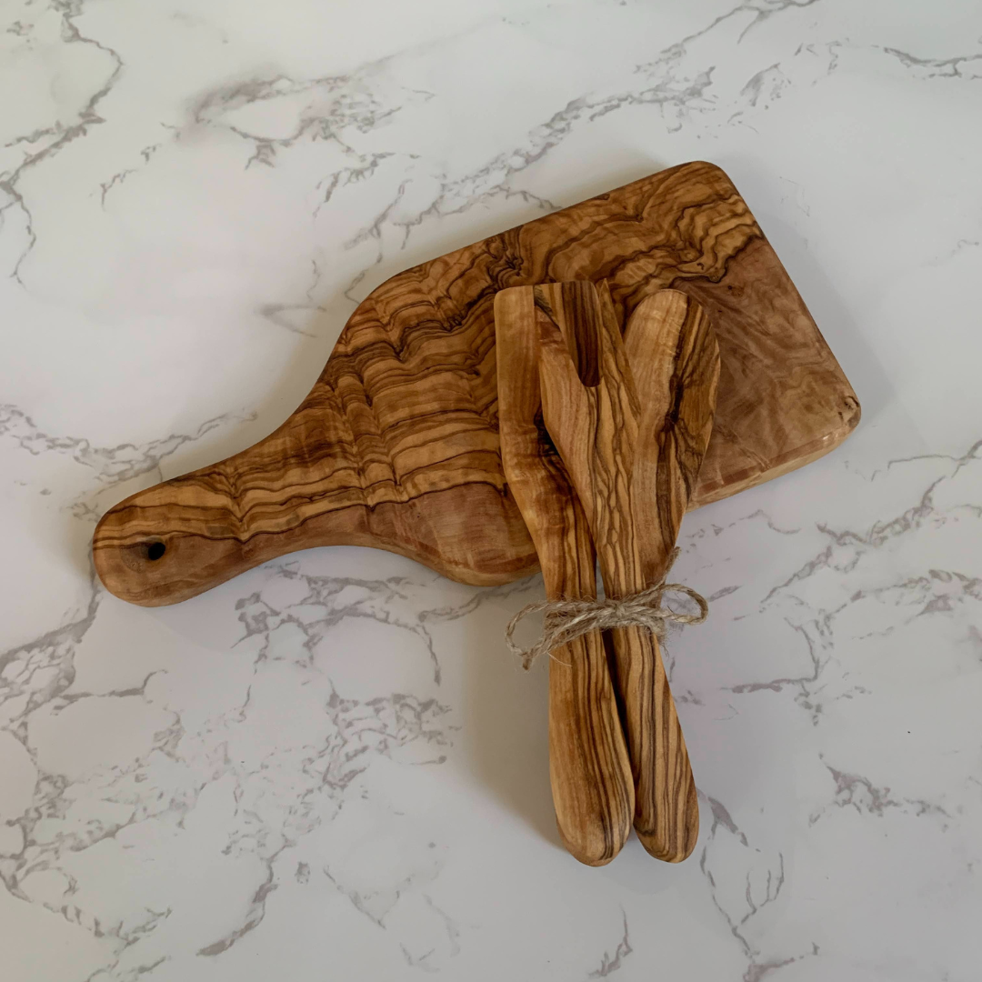 3 Piece Olive Wood Cheese set