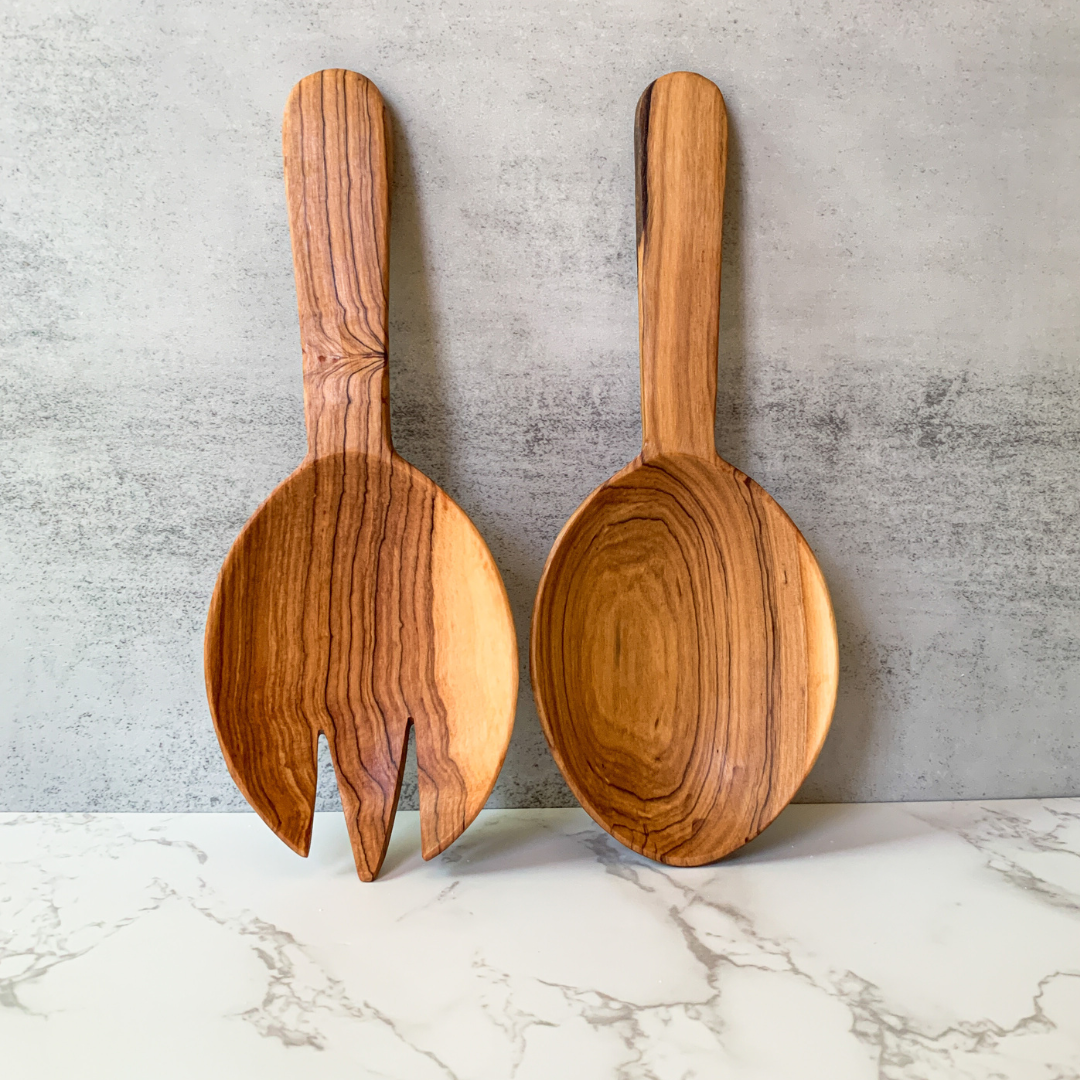 Olive Wood Salad Servers