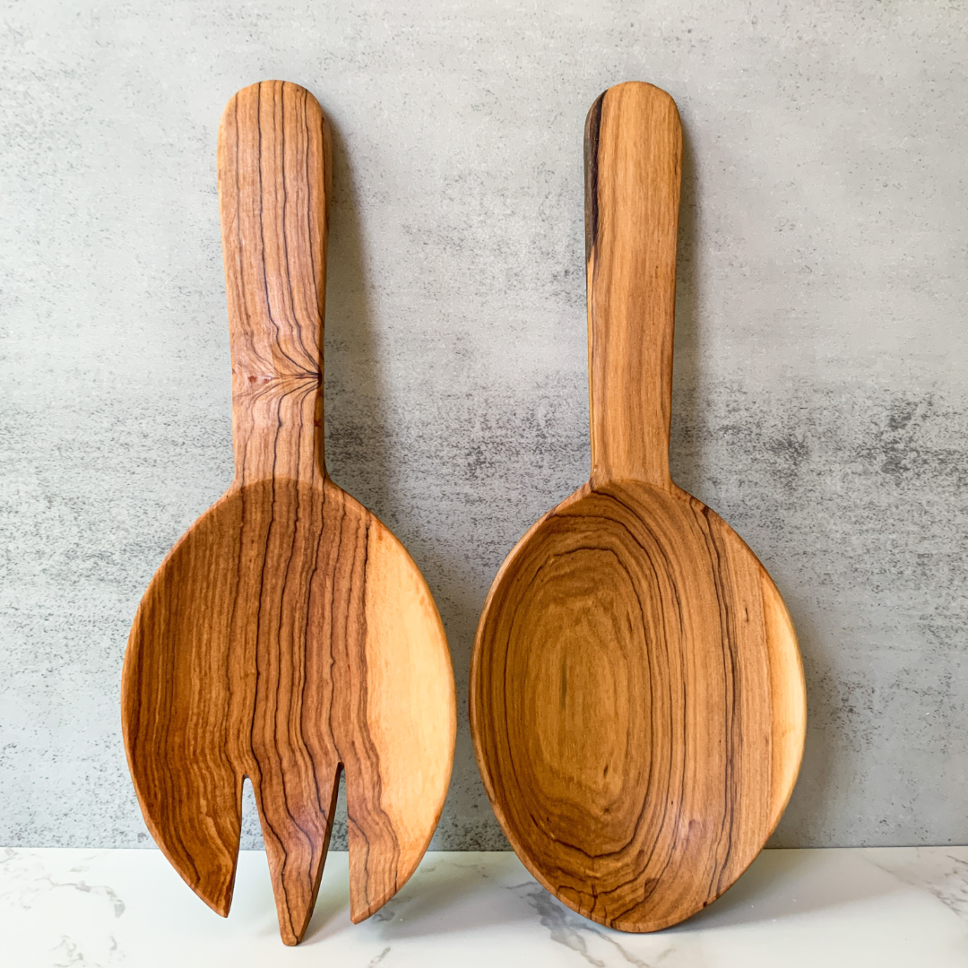 Olive Wood Salad Servers