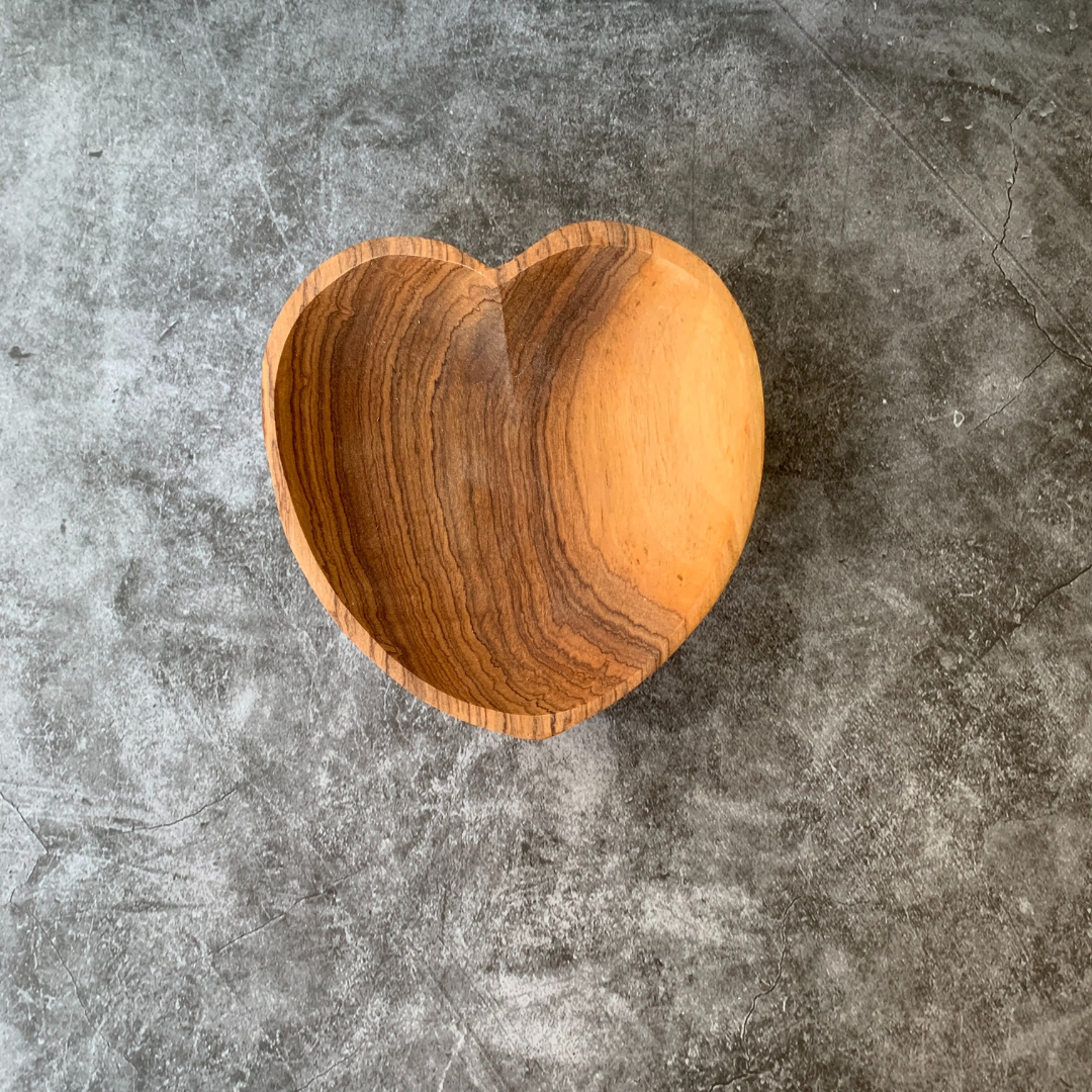 Shallow Olive Wood Heart Dish