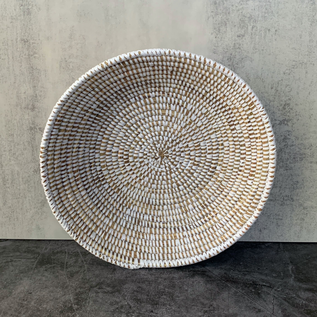 Woven White  Grain Basket
