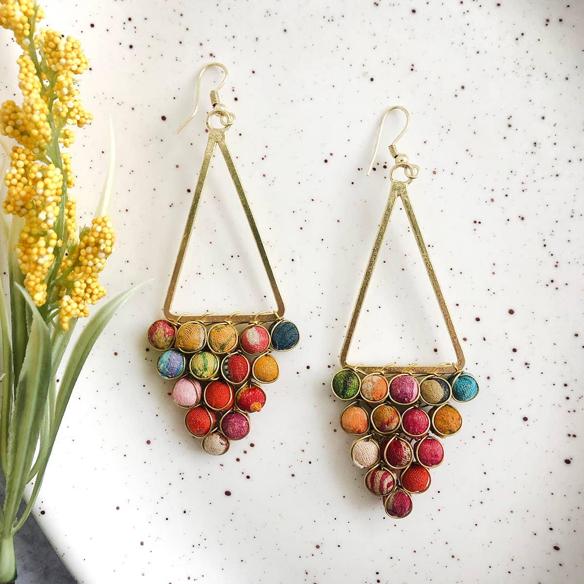 Kantha Reflective Chandeliers earrings