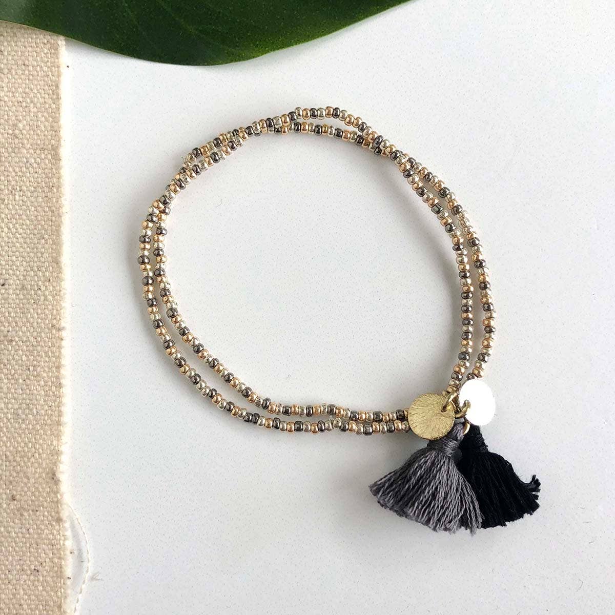 Gold Coast Tassel Bracelet (Black)